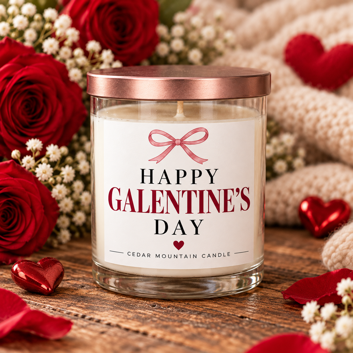 Happy Galentine’s Day – Champagne Apple & Honey | Valentine's Day 9 oz Whiskey Jar Candle