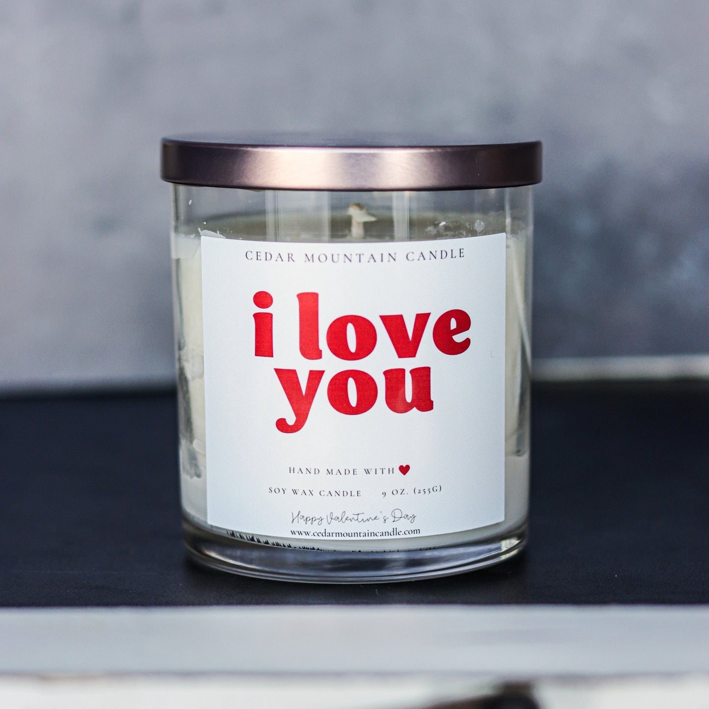 I Love You - Valentine's Day Soy Candle - 9 oz Whiskey Glass Jar - Choose Your Scent