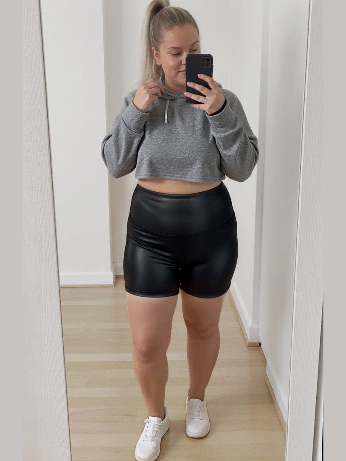 Lainey Leather Suck & Tuck Biker Shorts - Girl Code Couture
