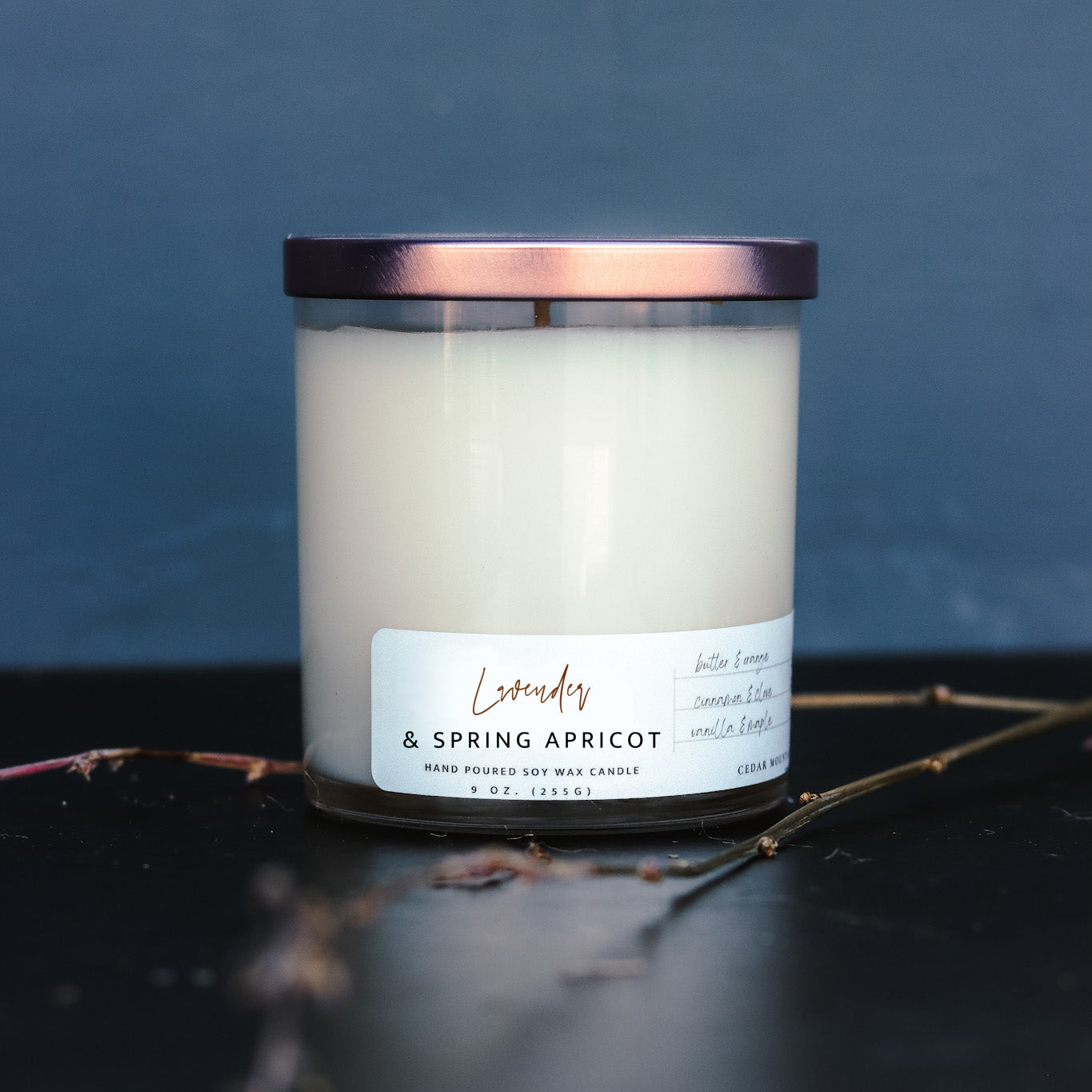 Lavender Spring Apricot - 9 oz Whiskey Glass Candle