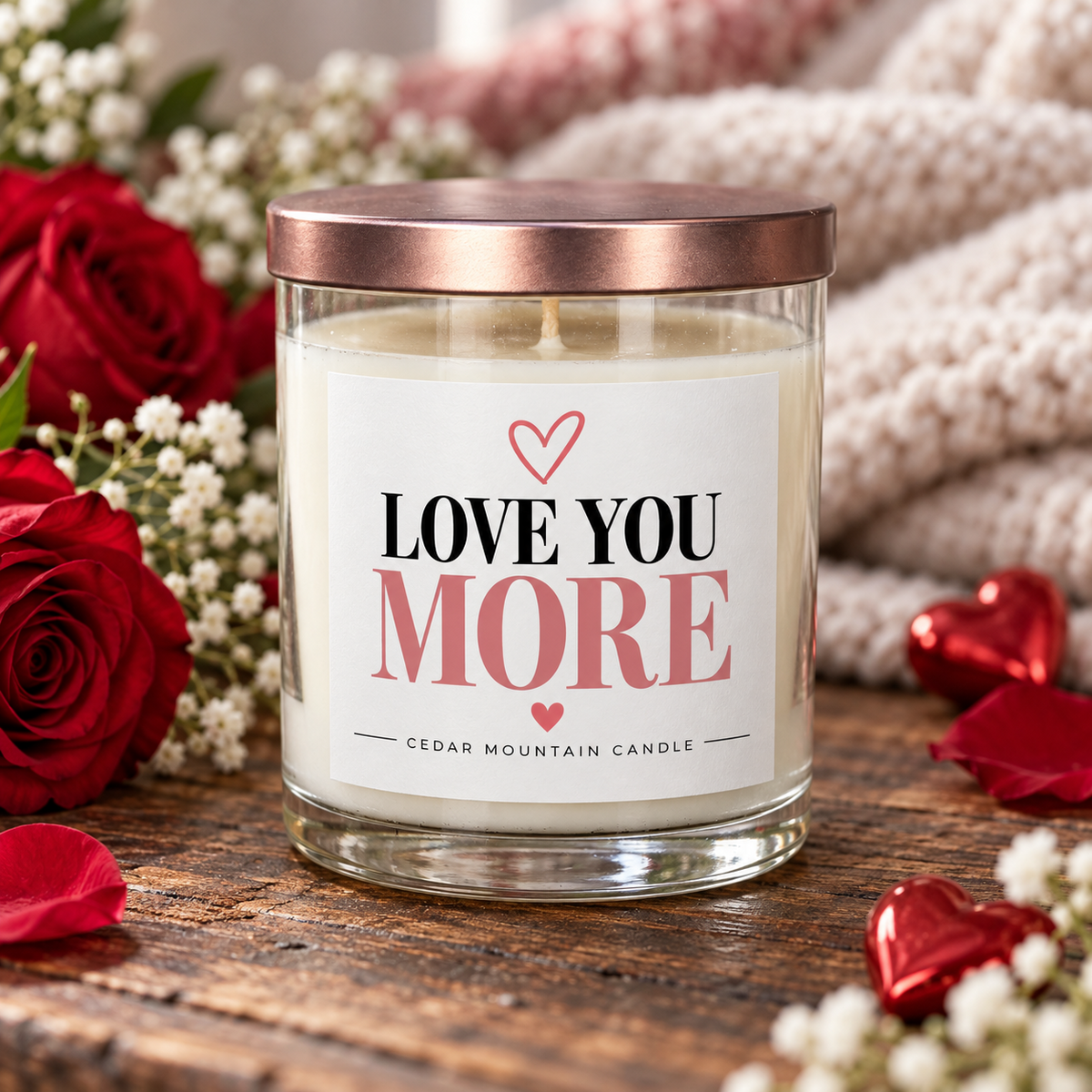 Love You More – Beach Linen | Valentine's Day 9 oz Whiskey Jar Candle