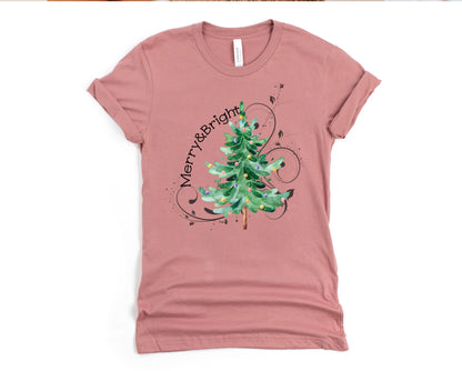 Merry & Bright Tree Graphic Tee