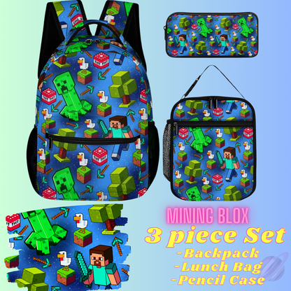 MINING BLOX-3 PIECE BACKPACK SET-PREORDER CLOSING 7/3