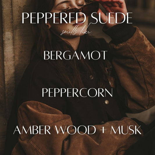 13 oz Mason Jar Soy Candle - Peppered Suede