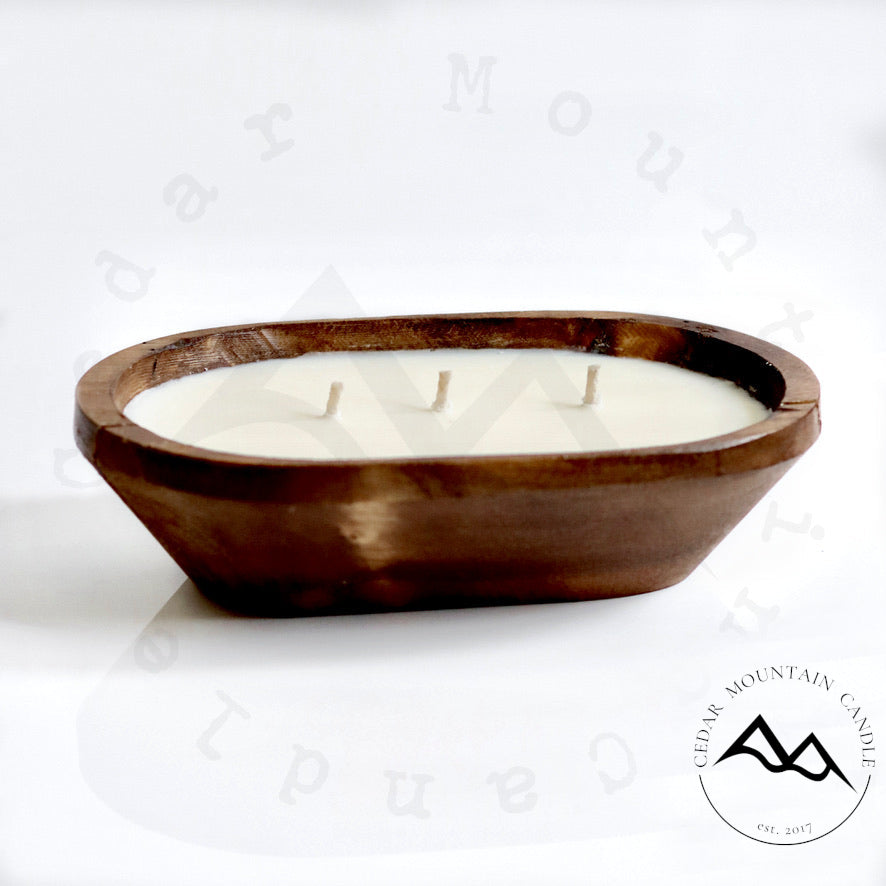 Christmas Hearth - 3 Wick Natural Wood Dough Bowl