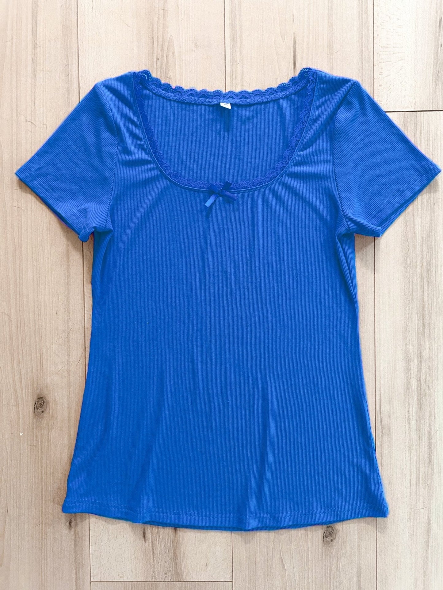 PRE - ORDER Lace Trim Forever Soft Ribbed Tee - ETA 5/31 - Girl Code Couture