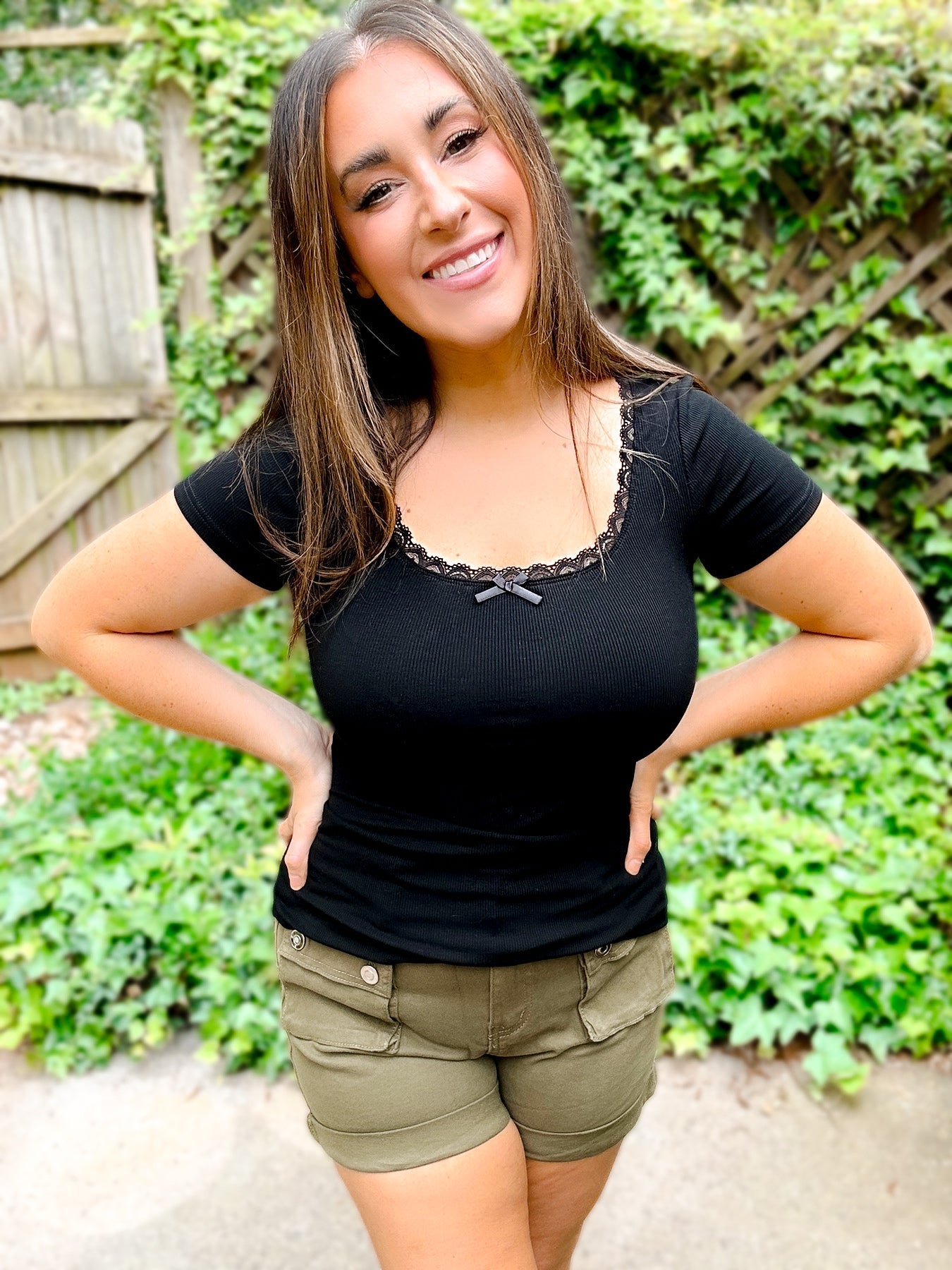 PRE - ORDER Lace Trim Forever Soft Ribbed Tee - ETA 5/31 - Girl Code Couture