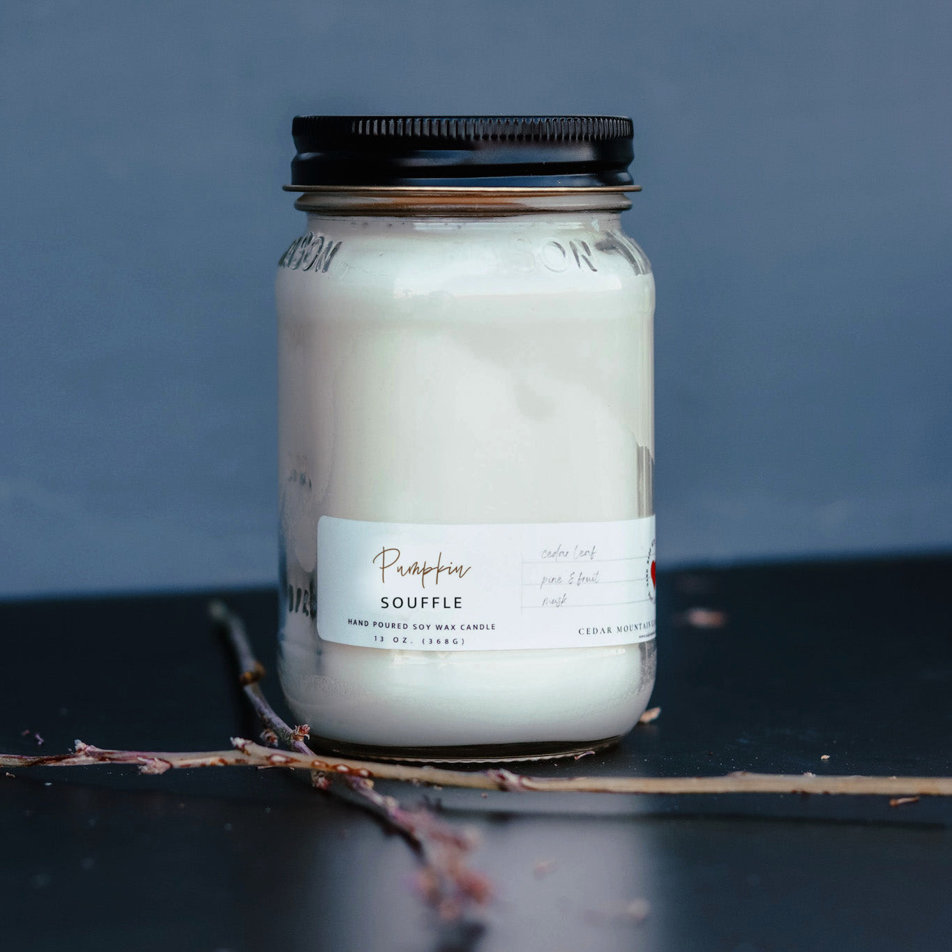 13 oz Mason Jar Soy Candle - Pumpkin Souffle