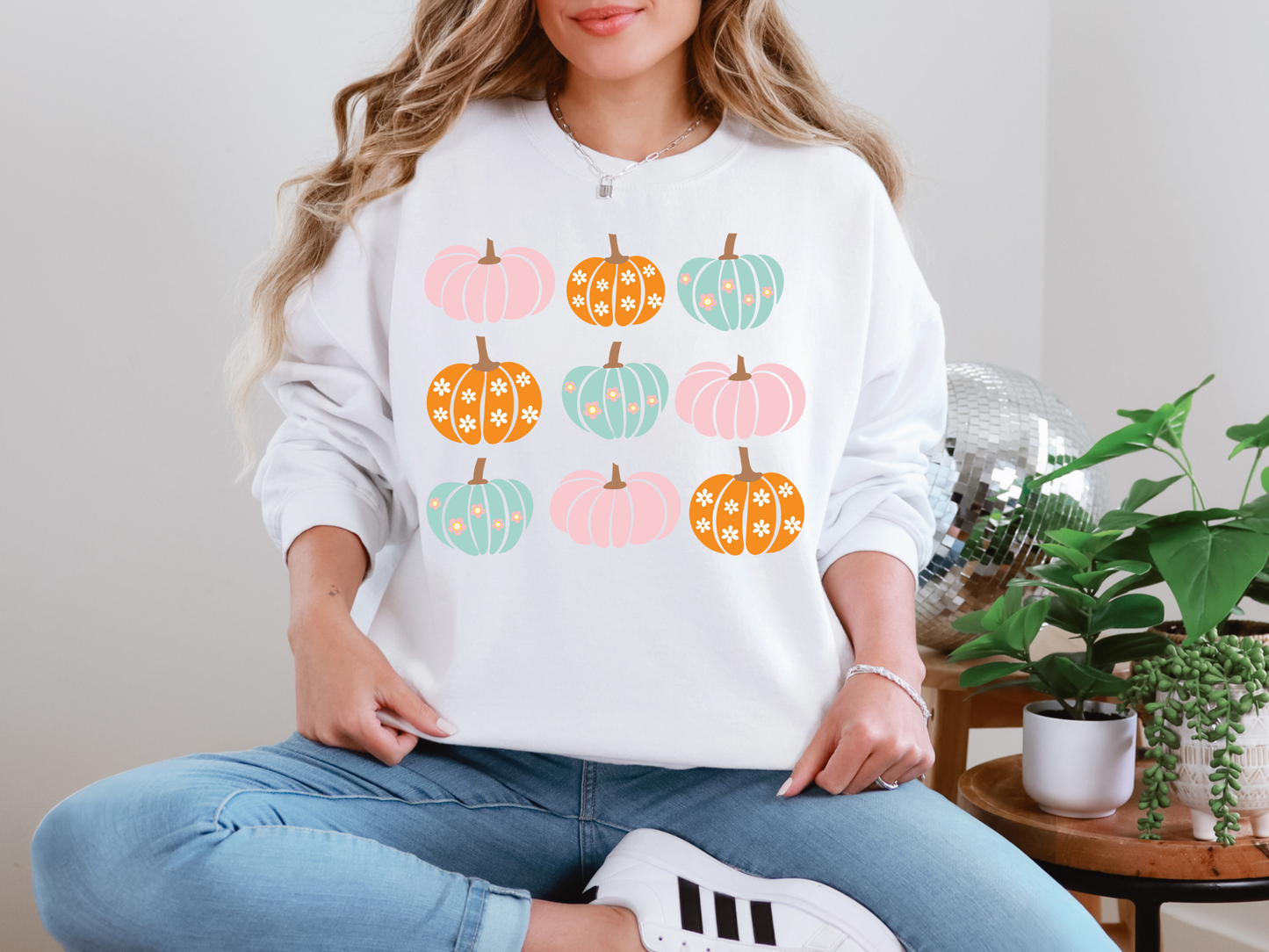 Pink Orange Blue Pumpkins Sweatshirt