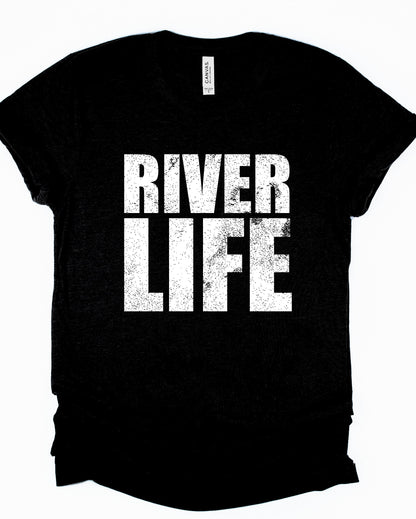 River Life Distressed Graphic Tee