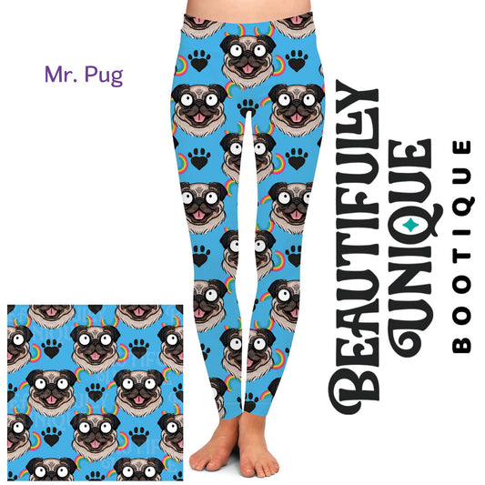 Mr. Pug Exclusive Leggings - High-quality Handcrafted Vibrant Dog Mom Canine Dogs Pugs