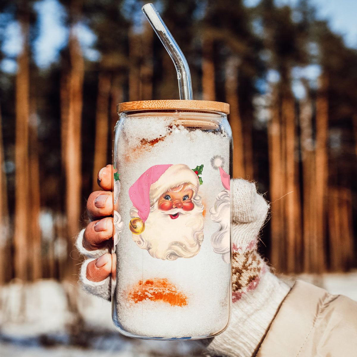 Vintage Pink Santa 17oz