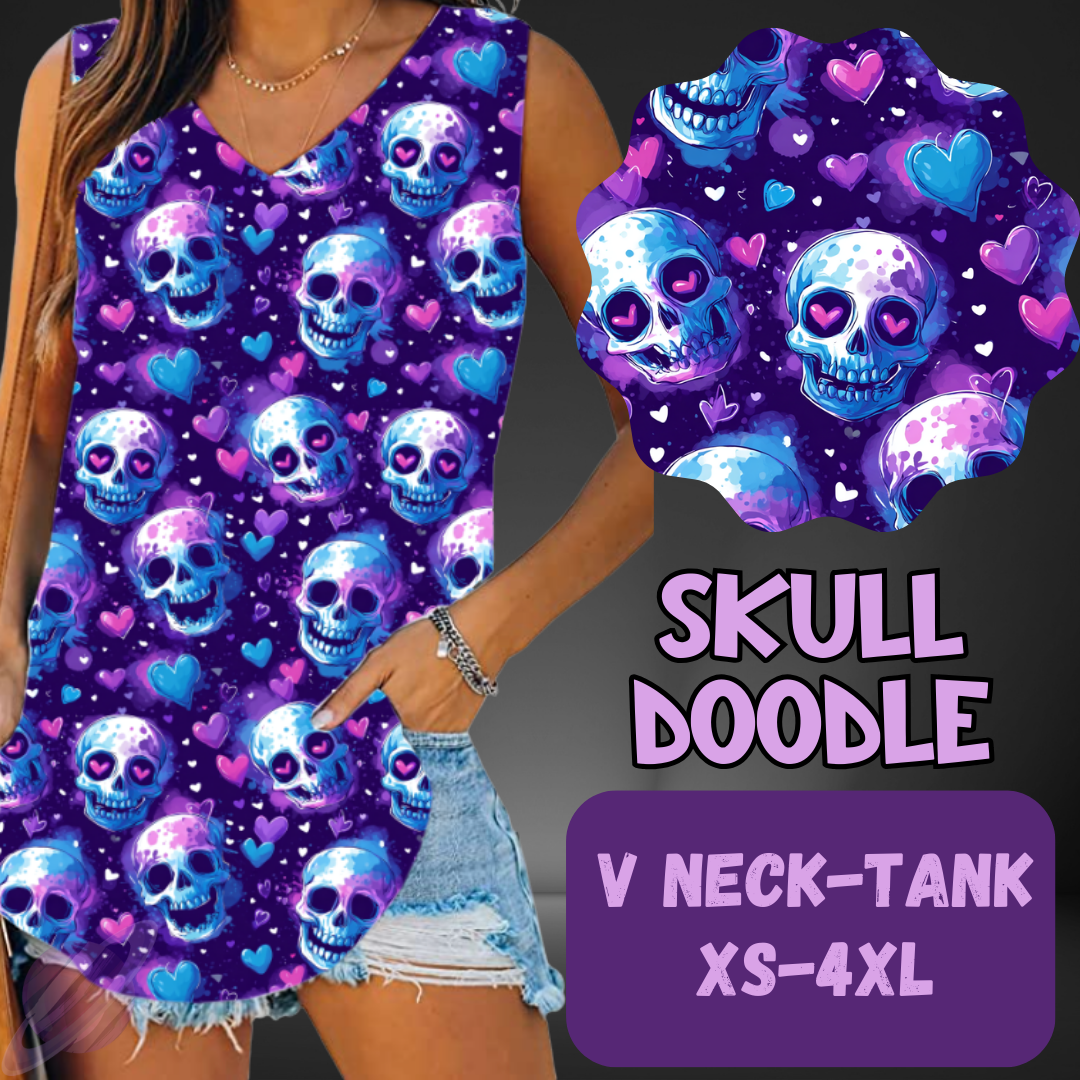 SKULL DOODLE -PATTERN PANEL OUTFIT RUN-SOFT CLOSE 7/10 HARD CLOSE 7/12