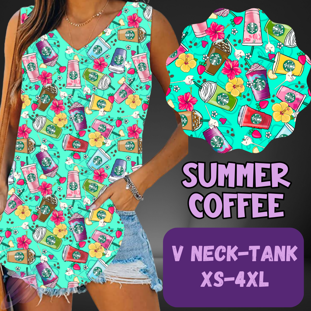 SUMMER COFFEE-PATTERN PANEL OUTFIT RUN-SOFT CLOSE 7/10 HARD CLOSE 7/12