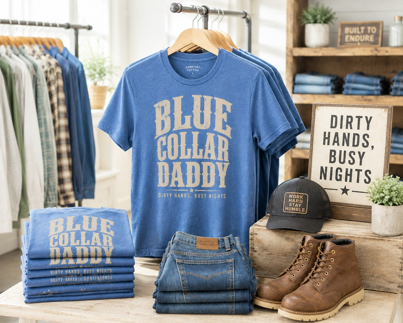 Blue Collar Dad Adult Graphic Tee
