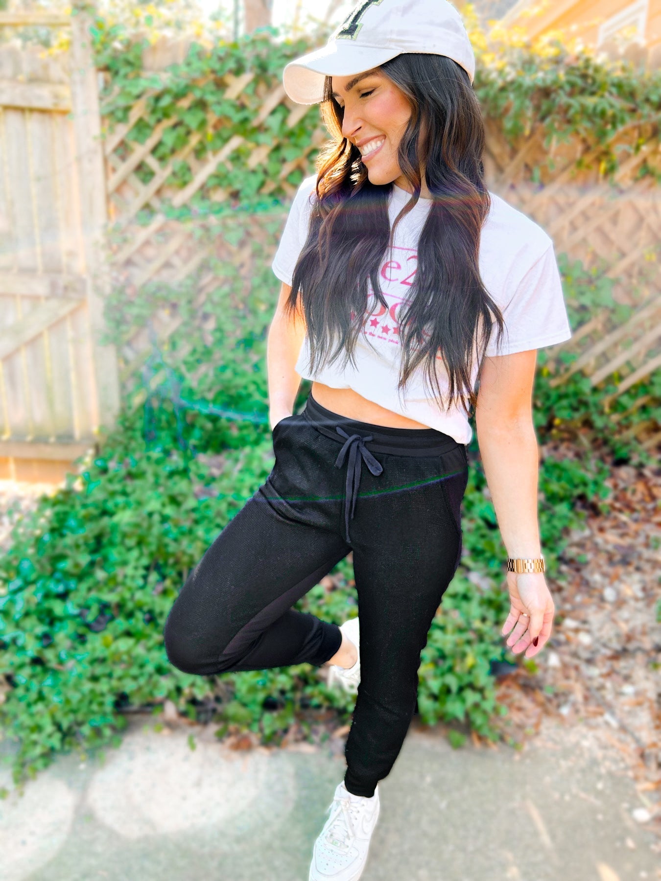 Tommy Two Tone Waffle Front Joggers - Girl Code Couture