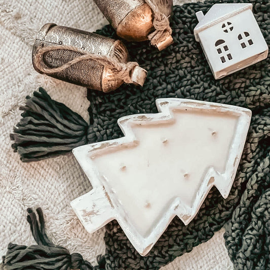 White Wood Tree Dough Bowl Candle - Choose Your Scent