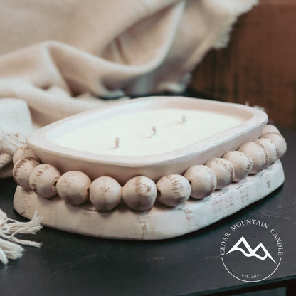 Christmas Hearth - 3 Wick Beaded Clay Bowl Candle