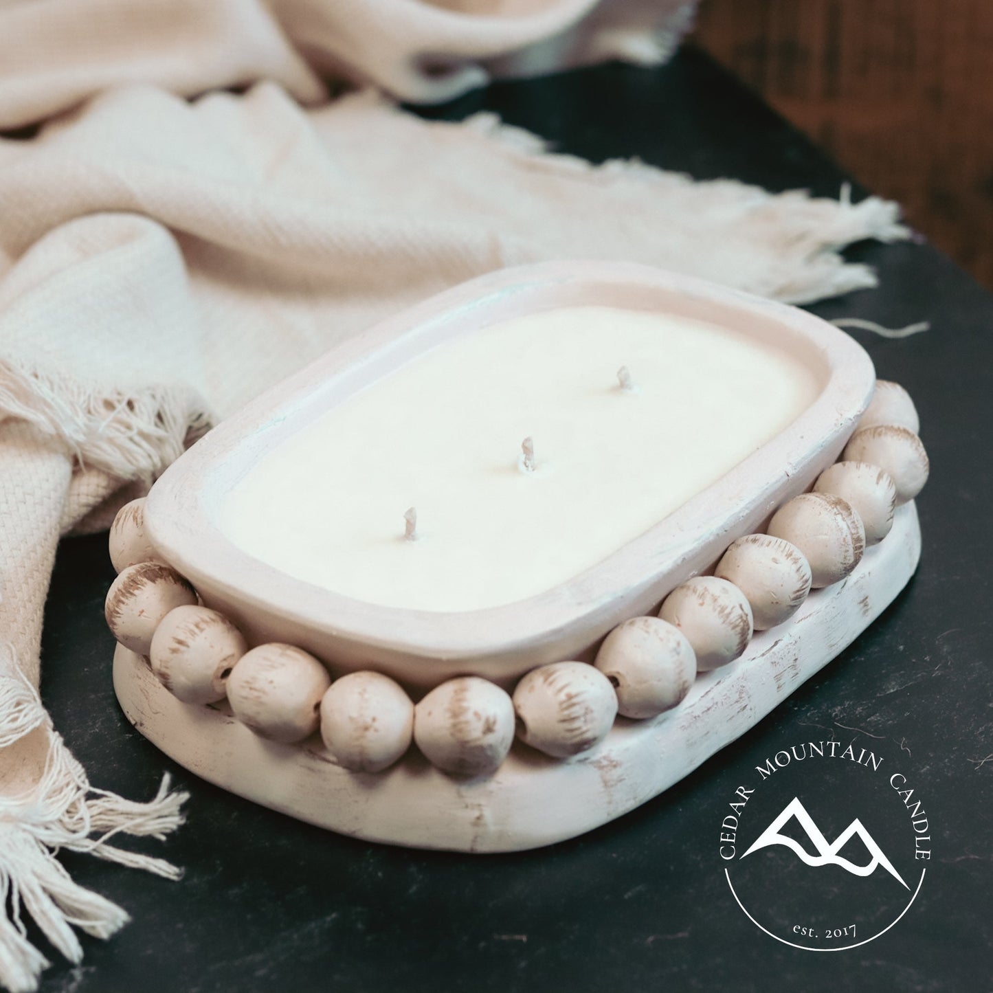 Christmas Hearth - 3 Wick Beaded Clay Bowl Candle